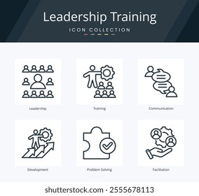 Leadership training icon collection set