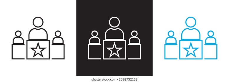 Leadership Training Icon.  isolated on white and black background. Vector illustration. EPS 10
