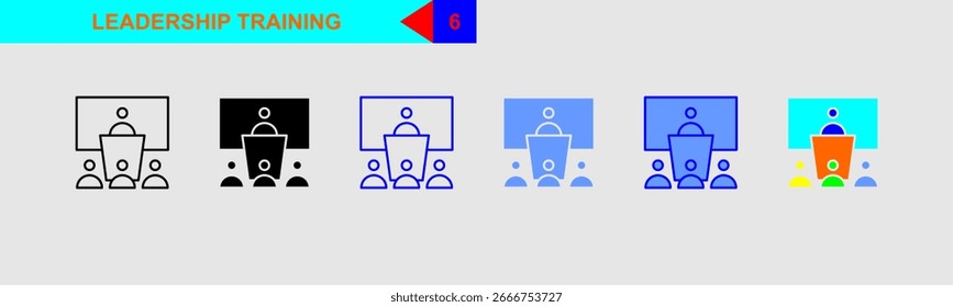 leadership training for workshop icon set