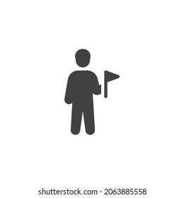 Leadership vector icon. filled flat sign for mobile concept and web design. Man holding flag glyph icon. Symbol, logo illustration. Vector graphics