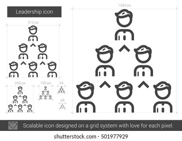 Icono de línea vectorial de liderazgo aislado en fondo blanco. Icono de línea de liderazgo para infografía, sitio web o aplicación. Icono escalable diseñado en un sistema de cuadrícula.