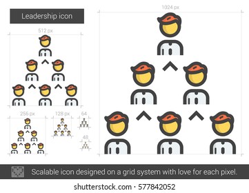 Leadership vector line icon isolated on white background. Leadership line icon for infographic, website or app. Scalable icon designed on a grid system.