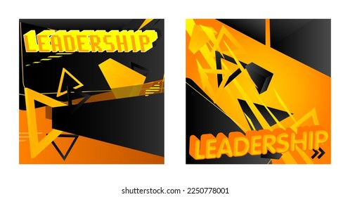Juego de plantillas de afiches vectoriales de liderazgo. Ilustración de eventos abstractos para sitio web, banner, portada de libros, presentación.
