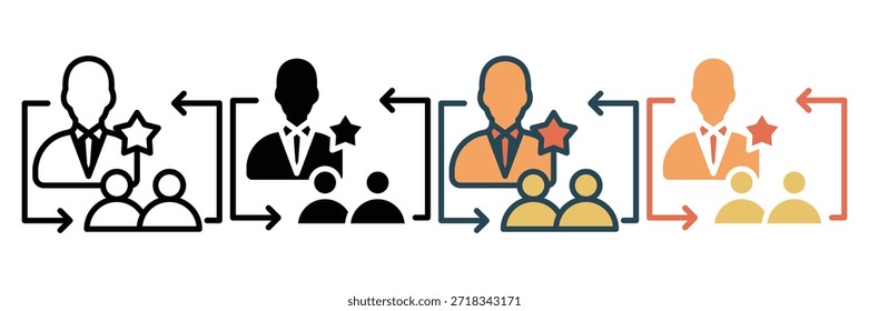 Icono de Web de liderazgo colección de estilo múltiple
