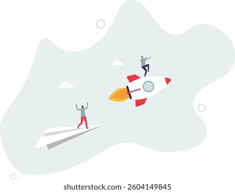 Leadership to win business competition, winner or competitive advantage to success in work, innovation and motivation concept.flat character life .