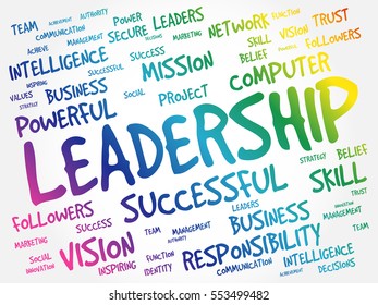 Leadership Word Cloud Collage Business Concept Stock Vector (Royalty ...