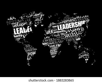 LEADERSHIP word cloud in shape of world map, business concept background