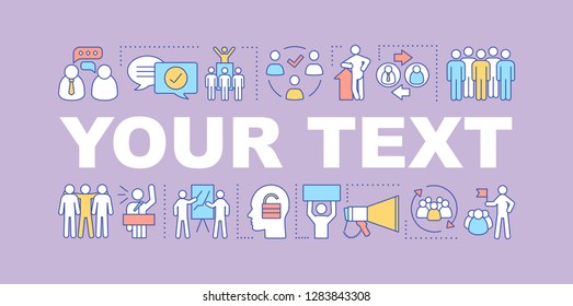 Leadership word concepts banner. Team building. Your text here. Teamwork, partnership. Staff, personnel. Colleagues interaction. Isolated lettering idea with linear icons. Vector outline illustration
