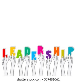 leadership word hold in hand concept design vector
