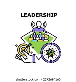 Concepto de icono de vectores de trabajo de liderazgo. Ocupación De Jefe De Negocios Para Motivar Y Controlar El Proceso De Trabajo De Los Empleados. Ilustración de color de objetivo de éxito de líder