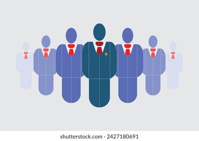 Leader,team Icon, people on white background,Group of business men,team of executives,businessman team leader boss stand out business people group individual leadership concept male,horizontal,falt