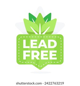 Lead-free certification badge with green leaves and text, symbolizing eco-friendly and safe products