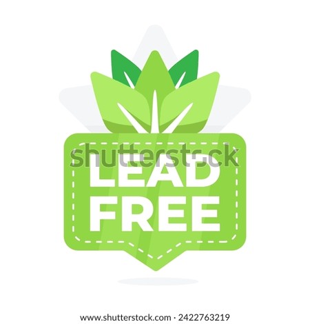 Lead-free certification badge with green leaves and text, symbolizing eco-friendly and safe products