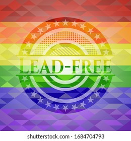 Lead-free emblem on mosaic background with the colors of the LGBT flag