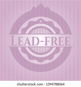 Lead-free retro style pink emblem. Vector Illustration. Detailed.