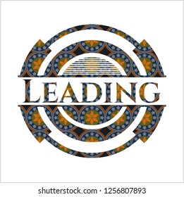 Leading arabic badge background. Arabesque decoration.