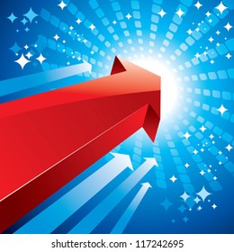leading arrow with blue background
