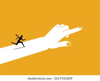 Leading, Businessman Running on Index Finger