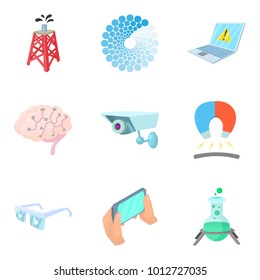 Leading edge technology icons set. Cartoon set of 9 leading edge technology vector icons for web isolated on white background
