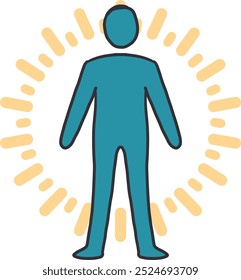 Leading Light Person with Radiant Burst Vector Art. Ideal for use in motivational content, leadership seminars, and corporate branding to emphasize qualities of leadership and individual impact.