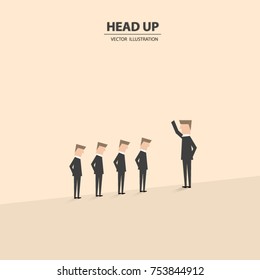 ?Businessman leading the other men in his team. Business concept of  leadership, vision, success and inspiration. Vector illustration