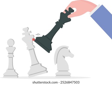 leading strategy of successful business competition, check and mate concept

