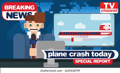 Leading TV about the tragedy with the plane. vector svg
