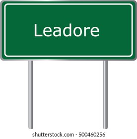 Leadore , Idaho , road sign green vector illustration. USA city