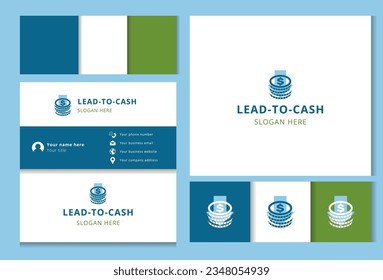 Lead-to-cash logo design with editable slogan. Branding book and business card template.