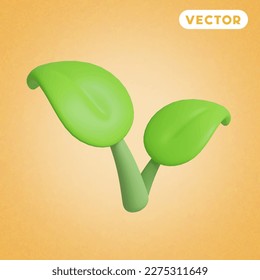 leaf 3D vector icon set, on a orange background svg
