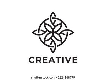 diseño de logotipo de adorno elegante de círculo abstracto de hoja