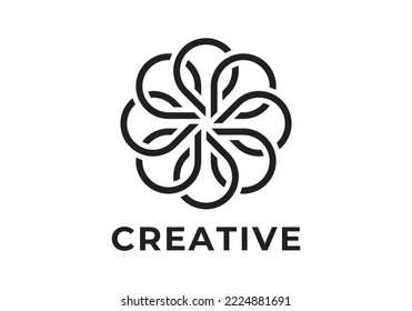 leaf abstract circle elegant ornament logo design