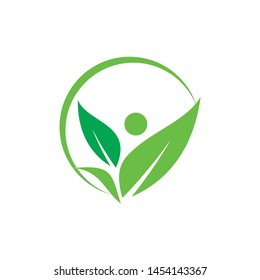 Leaf abstract human figure logo design template vector illustration