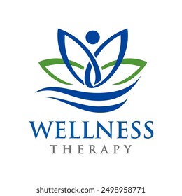 Blatt abstrakte menschliche Figur Lotus Logo Design-Vorlage für Medizin, Wellness-Industrie