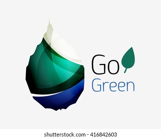 Leaf abstract icon made of waves. Vector illustration