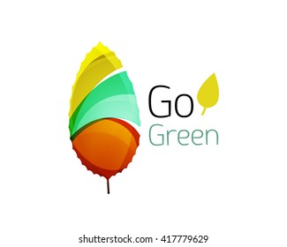 Leaf abstract icon made of waves. Vector illustration