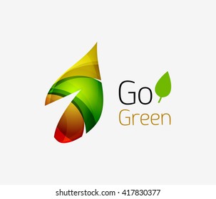 Leaf abstract icon made of waves. Vector illustration