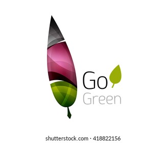 Leaf abstract icon made of waves. Vector illustration