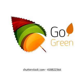 Leaf abstract icon made of waves. Vector illustration