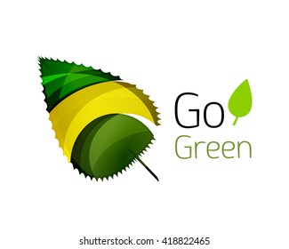 Leaf abstract icon made of waves. Vector illustration