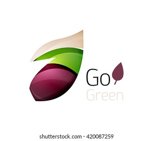 Leaf abstract icon made of waves. Vector illustration