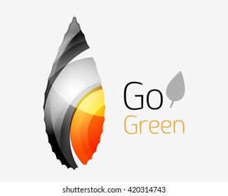 Leaf abstract icon made of waves. Vector illustration