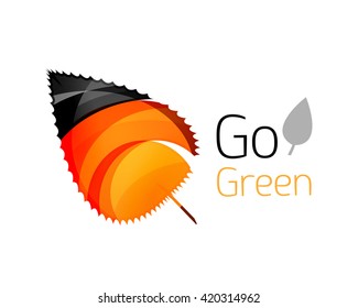 Leaf abstract icon made of waves. Vector illustration