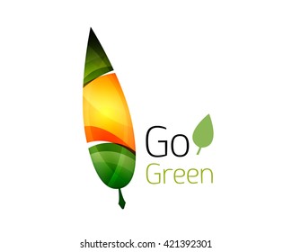 Leaf abstract icon made of waves. Vector illustration