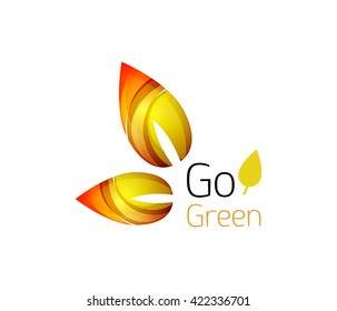 Leaf abstract icon made of waves. Vector illustration