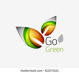 Leaf abstract icon made of waves. Vector illustration