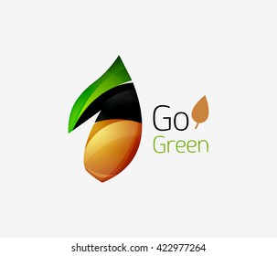 Leaf abstract icon made of waves. Vector illustration