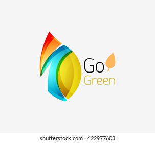 Leaf abstract icon made of waves. Vector illustration