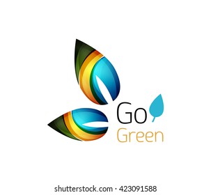 Leaf abstract icon made of waves. Vector illustration