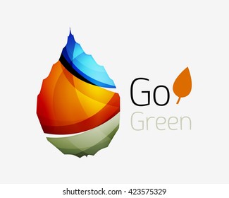 Leaf abstract icon made of waves. Vector illustration